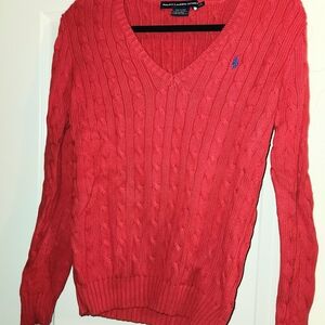 Ralph Lauren Vibrant Red V-Neck Sweater